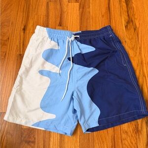 SHEIN Two-Tone Blue and Cream Swim Trunks
